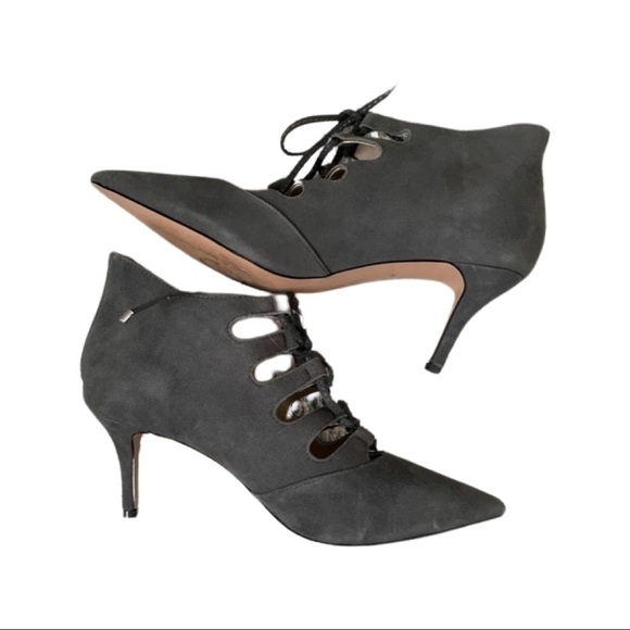Adrienne Vittadini Gray Lace Up Bootie Heels - Picture 2 of 11